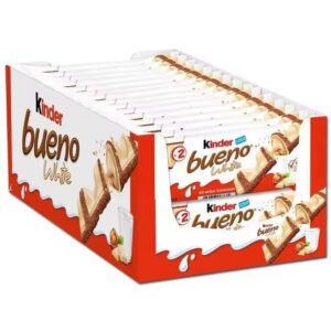 Kinder Bueno млечен шоколад с лешников крем 30 x 43 г, Kinder Bueno White, кутия с 30 броя, шоколадови барчета.